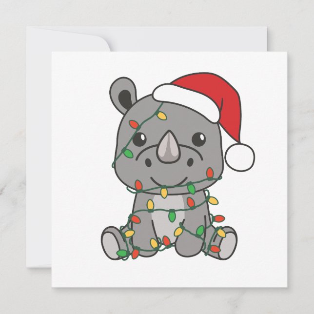 Cartes Pour Fêtes Annuelles Rhinino Animaux d'hiver Rhinos (Devant)