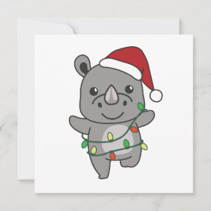 Cartes Pour Fêtes Annuelles Rhinino Animaux d'hiver Rhinos