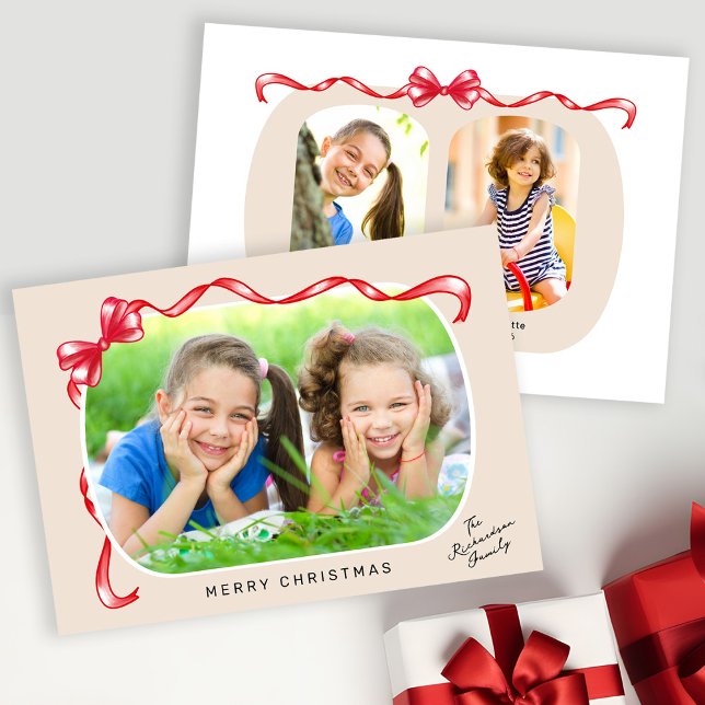Cartes Pour Fêtes Annuelles Ribbon noir noir blanc blanc 3 Photos Noël (Créateur téléchargé)