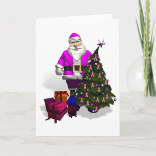 Cartes Pour Fêtes Annuelles Ribbons roses du Père Noël