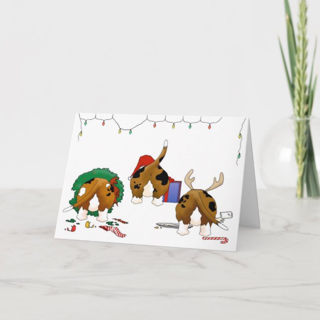 Cartes Pour Fêtes Annuelles Rien n'aboutent Noël de basset (Devant)