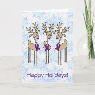 Cartes Pour Fêtes Annuelles Rindeer à ruban pourpre - Maladie d'Alzheimer