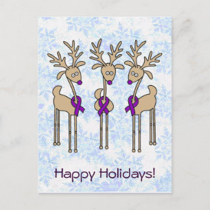 Cartes Pour Fêtes Annuelles Rindeer à ruban pourpre - Maladie d'Alzheimer