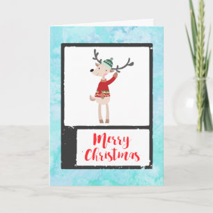 Cartes Pour Fêtes Annuelles Rindeer De Noël Dans Un Gros Chaud