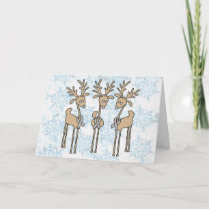 Cartes Pour Fêtes Annuelles Rindeer de ruban gris - Cancer du cerveau / Tumeur