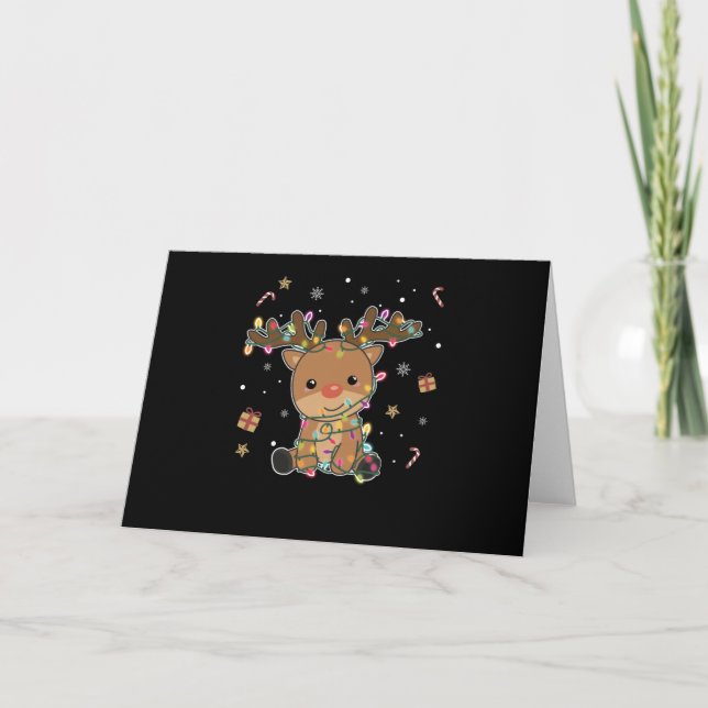 Cartes Pour Fêtes Annuelles Rindeer Joyeux Noël Animaux d'hiver Cerf (Devant)