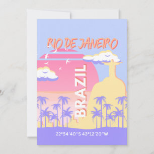 Cartes Pour Fêtes Annuelles Rio de Janeiro Brésil Travel Art Blue Poster