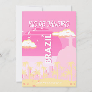 Cartes Pour Fêtes Annuelles Rio de Janeiro Brésil Voyage Art rose illustration