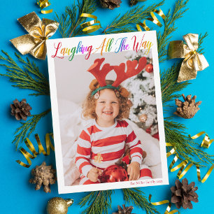 Cartes Pour Fêtes Annuelles Rire Tout Le Chemin Rainbow Kids Christmas Photo