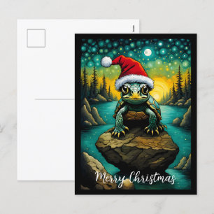 Cartes Pour Fêtes Annuelles River Rock Cute Baby Turtle Noël