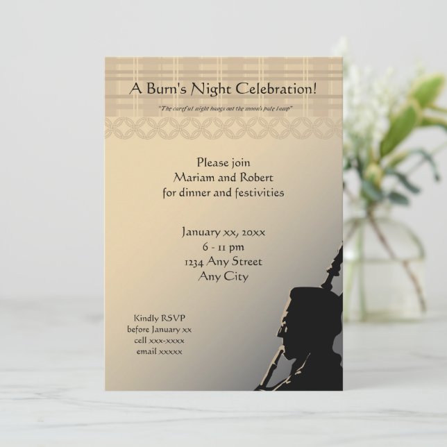 Cartes Pour Fêtes Annuelles Robbie Burns Moonlit Piper (Debout devant)