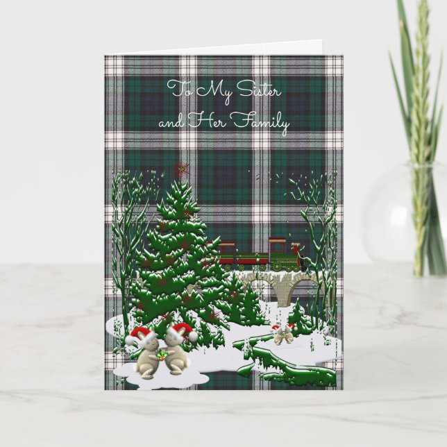 Cartes Pour Fêtes Annuelles Robe Black Watch moderne Tartan Soeur Noël (Devant)