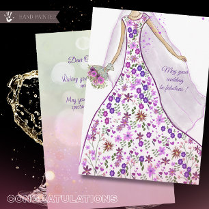 Cartes Pour Fêtes Annuelles Robe de mariée violette en fleurs sauvages Félicit