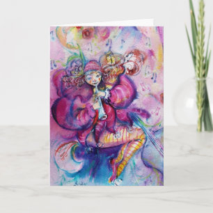 CARTES POUR FÊTES ANNUELLES ROBE ROSE MUSICALE