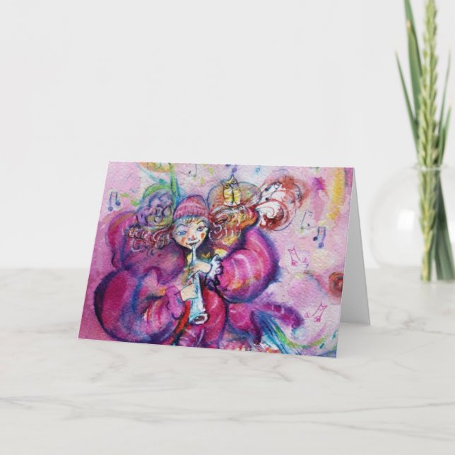 CARTES POUR FÊTES ANNUELLES ROBE ROSE MUSICALE (Devant)