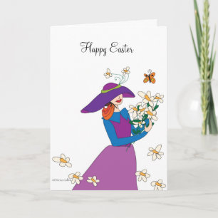 Cartes Pour Fêtes Annuelles Robe violette Fille de Pâques