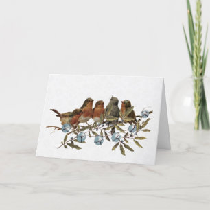 Cartes Pour Fêtes Annuelles Robin Bird Jingle Bells Winter Snowflake Noël