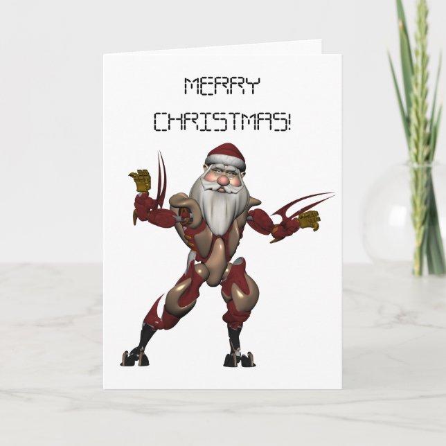 Cartes Pour Fêtes Annuelles Robo Père Noël (Devant)