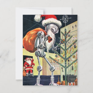 Cartes Pour Fêtes Annuelles Robot de Noël Vintage Père Noël