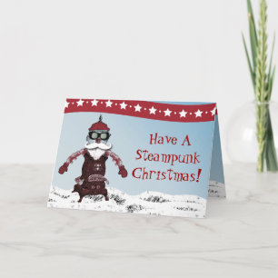 Cartes Pour Fêtes Annuelles Robot de Steampunk un Père Noël par Artinspired