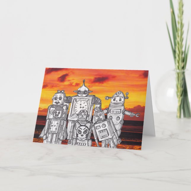 Cartes Pour Fêtes Annuelles Robot Holiday 3 (Devant)