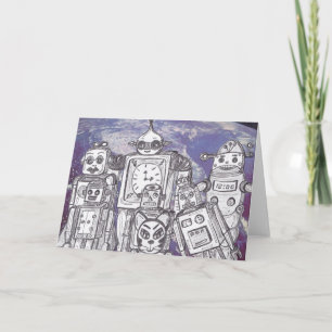 Cartes Pour Fêtes Annuelles Robot Holiday 7