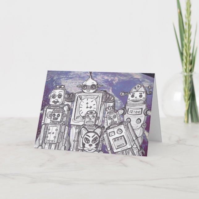 Cartes Pour Fêtes Annuelles Robot Holiday 7 (Devant)