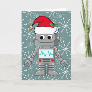 Cartes Pour Fêtes Annuelles Robot utilisant le casquette de Père Noël