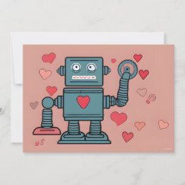 Cartes Pour Fêtes Annuelles Robot Valentine Cœurs Note d'amour