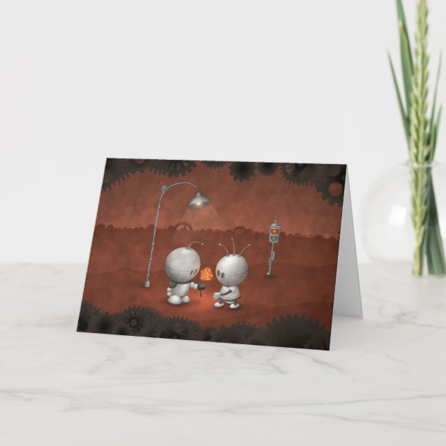 Cartes Pour Fêtes Annuelles Robots dans l'amour (Devant)