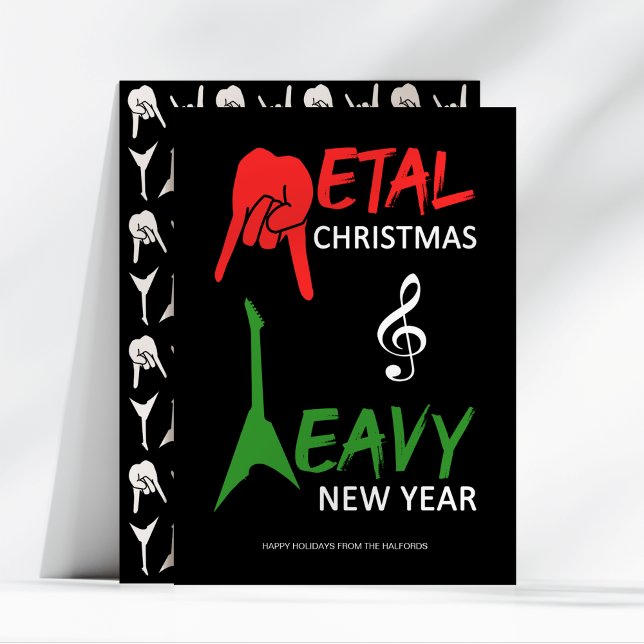 Cartes Pour Fêtes Annuelles Roche de guitare métallique lourde de Noël (Créateur téléchargé)