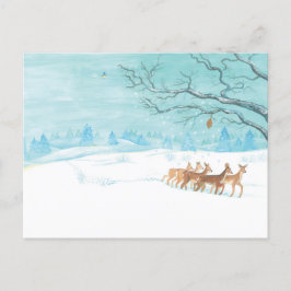 Cartes Pour Fêtes Annuelles Roe Deer Group en hiver