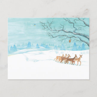 Cartes Pour Fêtes Annuelles Roe Deer Group en hiver