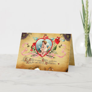 Cartes Pour Fêtes Annuelles ROI DES COEURS CUPIDE, SCEAU DE CIRE ROUGE Saint V