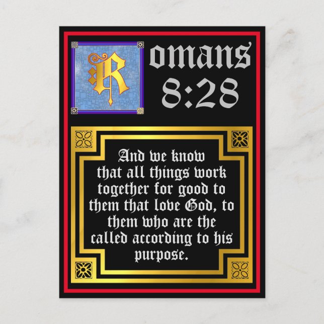 Cartes Pour Fêtes Annuelles Romains 8 28 Lettre d'or illuminée Citation de la  (Devant)
