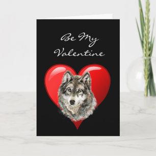 Cartes Pour Fêtes Annuelles Romantic Watercolor Wolf Valentine