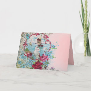 CARTES POUR FÊTES ANNUELLES ROMANTICA, ROSES FLORAUX ROUGE BLEU AVEC DOSE