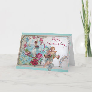 CARTES POUR FÊTES ANNUELLES ROMANTICA / VALENTINE CUPID RASSEMBLER ROSES ROSES
