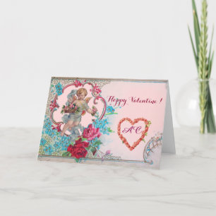 CARTES POUR FÊTES ANNUELLES ROMANTICA / VALENTINE CUPID RASSEMBLER ROSES ROSES