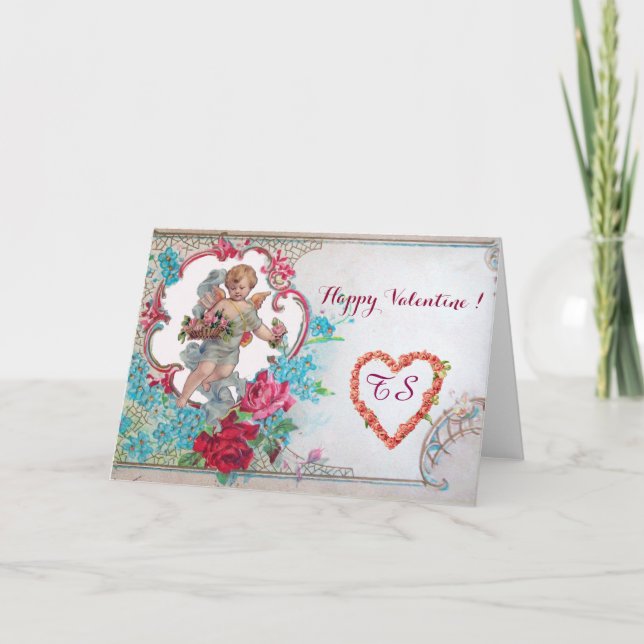 CARTES POUR FÊTES ANNUELLES ROMANTICA / VALENTINE CUPID RASSEMBLER ROSES ROSES (Devant)