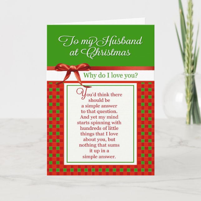 Cartes Pour Fêtes Annuelles Romantique - À mon mari à Noël (Devant)