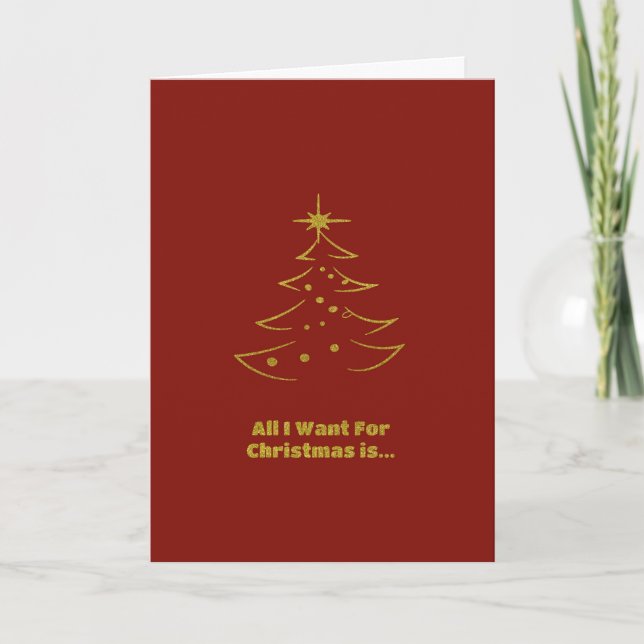 Cartes Pour Fêtes Annuelles Romantique Arbre de Noël Rouge Or (Devant)
