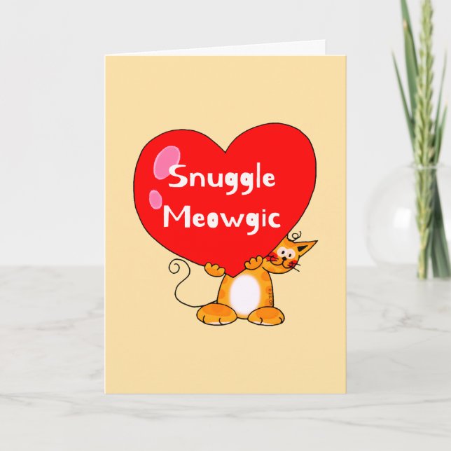 Cartes Pour Fêtes Annuelles Romantique chatte - Snuggle Amour Meowgic (Devant)