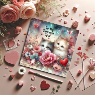 Cartes Pour Fêtes Annuelles Romantique Christian Couple aquarelle Chat Valenti