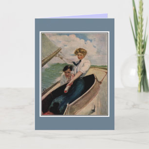 Cartes Pour Fêtes Annuelles Romantique couple vintage, voile