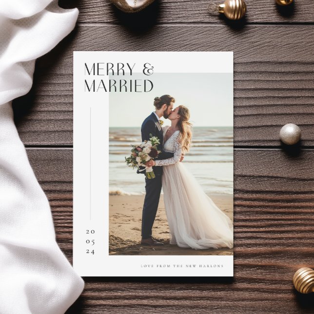 Cartes Pour Fêtes Annuelles Romantique mariée Joyeux & Marié Photo de Noël (Créateur téléchargé)