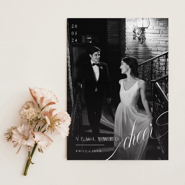 Cartes Pour Fêtes Annuelles Romantique Noël noir et blanc photo nouvellement m (Créateur téléchargé)