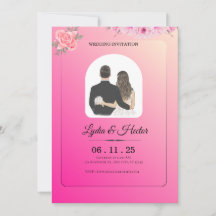 -Romantique-Rose-Aquarelle-Florale-Couple-Mariage-