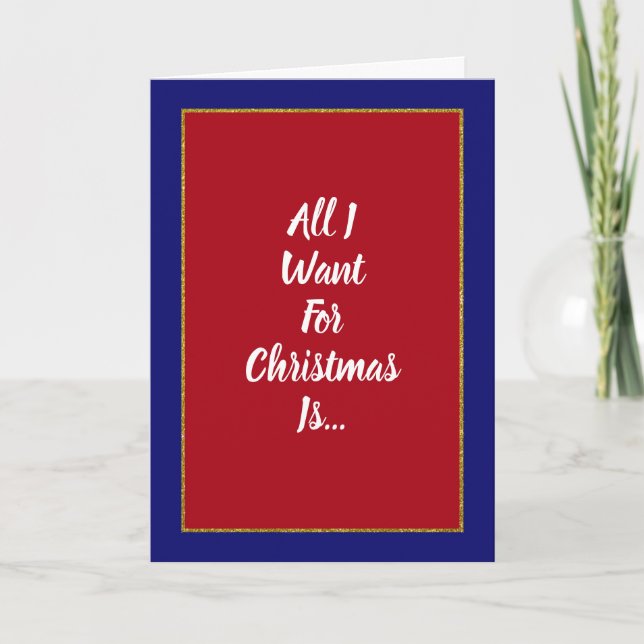 Cartes Pour Fêtes Annuelles Romantique Rouge Bleu Or Noël (Devant)