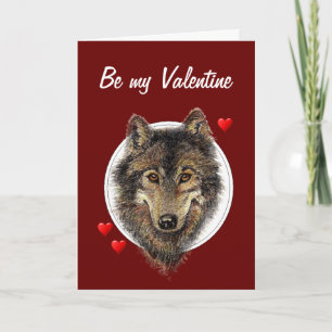 Cartes Pour Fêtes Annuelles Romantique Silly Aquarelle Wolf Valentine